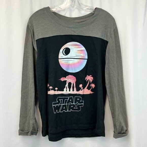 Star Wars Womens Mighty Fine Casual T Shirt Multicolor Heathered Long Sleeve L - Picture 1 of 11
